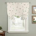 thumbnail image 2 of Spring Botanical Balloon Curtains for Bedroom/Front Door/Bathroom, Rustic Pastoral Daisy Leaves Burlap Tie Up Curtains 63 Inch Length Light Filtering Kitchen Curtains Shades for Windows 46"x63", 2 of 8