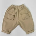 thumbnail image 2 of HXWCHs Boys Cargo Pants Toddler Kids Casual Summer Holiday Trousers With Multiple Pockets Comfortable Durable Playwear For Daily Outfits Beige 3-4 Years, 2 of 5