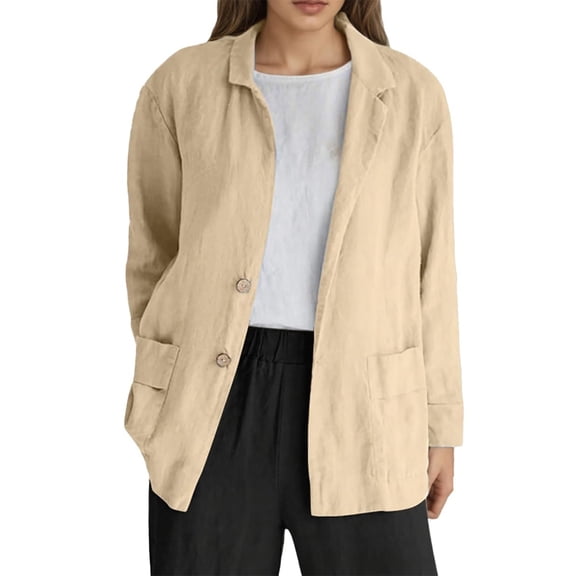 Yokua Casual Cotton Linen Women Lightweight Long Sleeve Button Down Shirt Fall Shackets for Women
