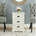 thumbnail image 2 of SAFAVIEH Griffin Traditional Rustic 3 Drawer Side Table, White, 2 of 4