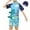 Blue, variant on Odeerbi 3-11 Years Kids Boys One Piece Athletic Training Swimsuit with Swim Cap Set Summer Beach Surfing Swimsuit Cute Dinosaur Beachwear Short Sleeve Swim Jumpsuit
