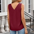 thumbnail image 4 of Satin Tank Tops for Women Loose Fit Sleeveless V Neck Cami Camisole Dress Blouses Business Shirts Formal Top Wine XS, 4 of 5