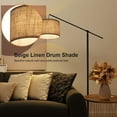 thumbnail image 2 of Arc Floor Lamp, Overhang Cantilever Standing Floor Lamp for Couch, Sofa, Reading, Living Room, Bedroom, Adjustable Balance Arm, Natural Linen Drum Shade, Matt Black Metal Pole, Foot Switch, 2 of 17