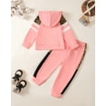 thumbnail image 3 of 5T Baby Girls Outfits 6T Girls Fall Winter Clothes Little Girls Long Sleeve Letter Print Hooded Top Pants 2PCS Set Pink, 3 of 7
