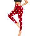 thumbnail image 5 of Brnmxoke Women's High Waisted Yoga Leggings Tummy Control Non See Through Workout Leggings Swiss Dot Print Athletic Running Joggers Pants Red,XL, 5 of 7