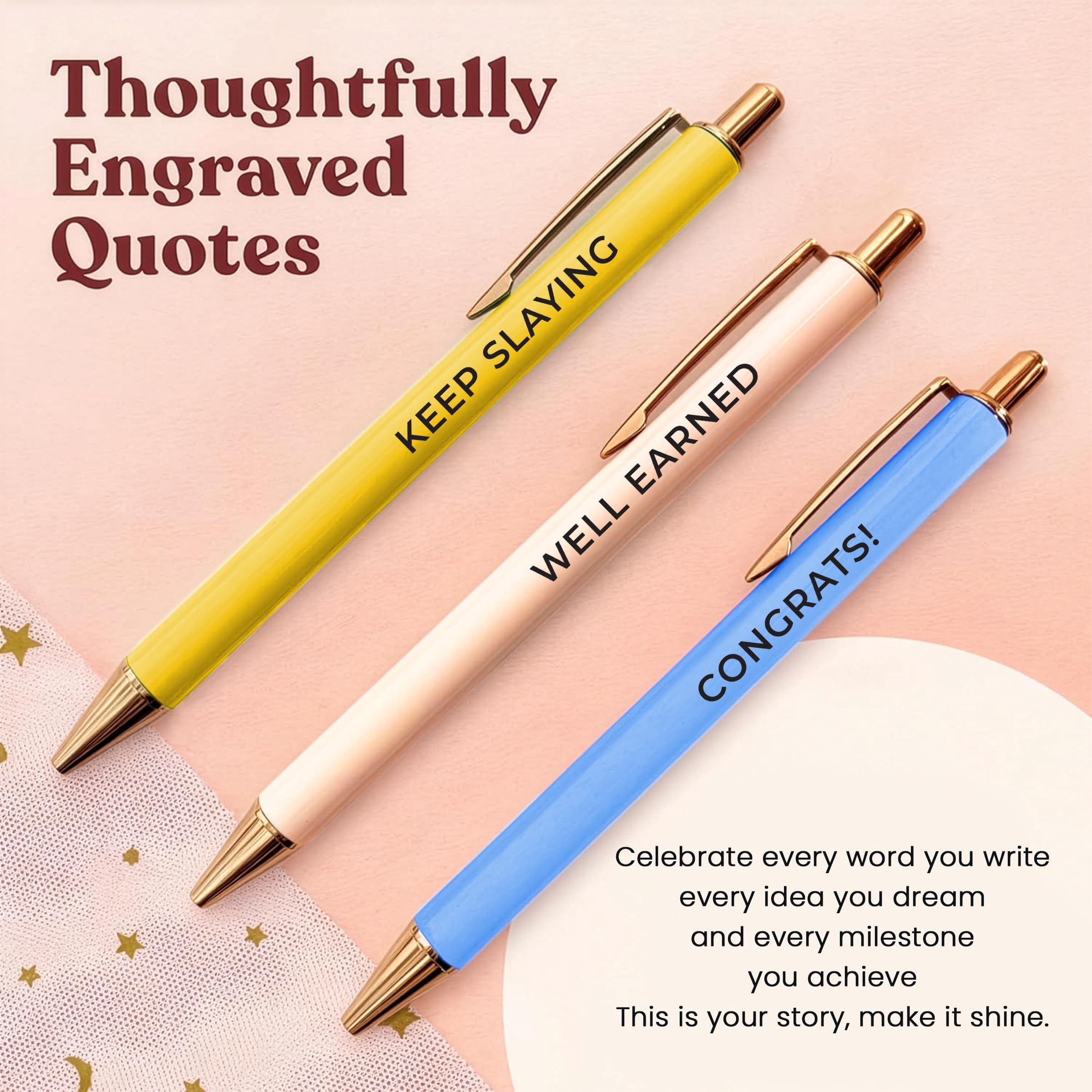 3pcs High End Luxury Congratulations Gifts For Women  Job Thank You Gift Teacher Employees Coworkers Mentors & Managers German-ink 1mm Swiss-tip Pen.
