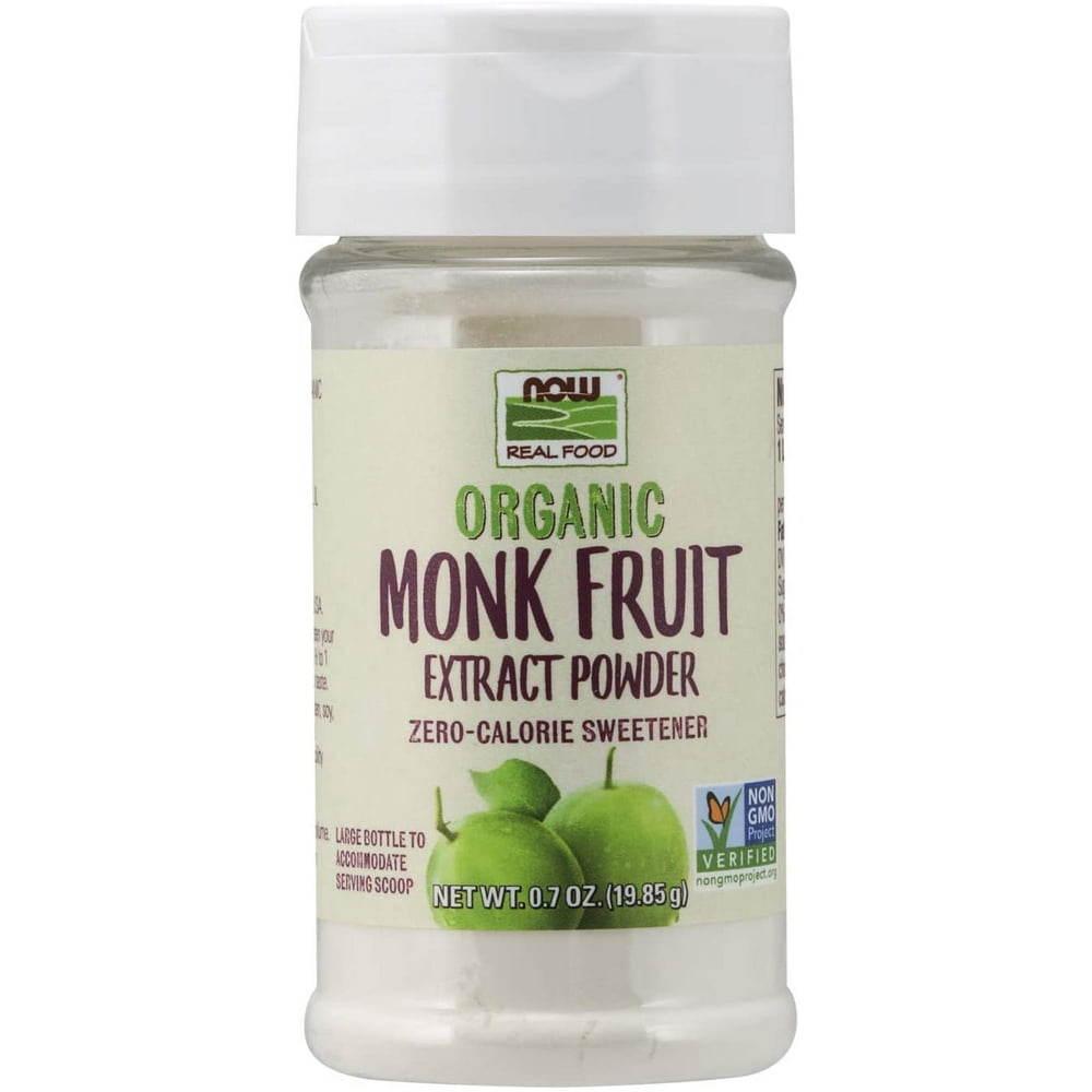 NOW Foods, Certified Organic Monk Fruit Extract Powder, Zero Calorie