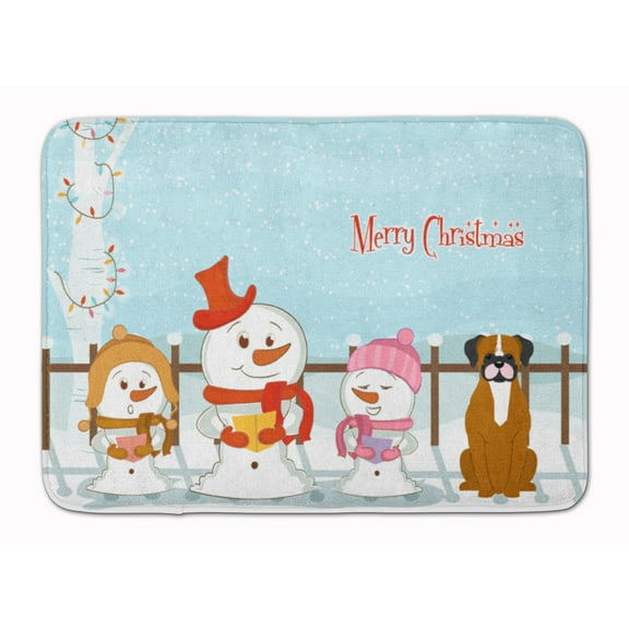 Merry Christmas Carolers Flashy Fawn Boxer Machine Washable Memory Foam Mat