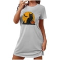thumbnail image 2 of Kilaqueen Short Sleeve Womens Nightgown Casual Halloween Cute Cat Pumpkin Printed Womens Sleepwear, Soft Plus Size Nightgowns Comfy Sleepshirts, 2 of 3