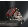thumbnail image 2 of Roarsilver Passionate Beauty: 925 Sterling Silver Ring with Red Zircon Stone and Basket Weave Pattern | 13, 2 of 5
