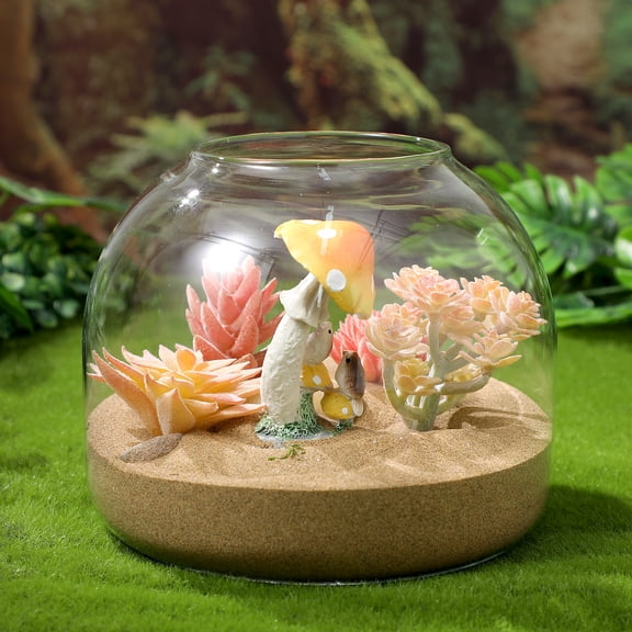 ELAYARD Glass Terrarium Jar with Wood Stopper Micro Landscape Container for Hydroponic Plants DIY Craft 1pc(5.91X5.91X5.31in)