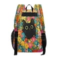 thumbnail image 3 of PVC Transparent Backpacks Clear Backpack for Travel and Outings Black Cat Among Colorful Flowers, 3 of 7