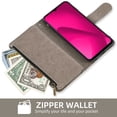 thumbnail image 6 of Compatible with T-Mobile Revvl 7 5G Wallet Phone Case and Tempered Glass Screen Protector Flower Faux Leather Flip Credit Card Holder Stand Zipper Cell Cover for T Mobile Revel7 Women Grey, 6 of 9
