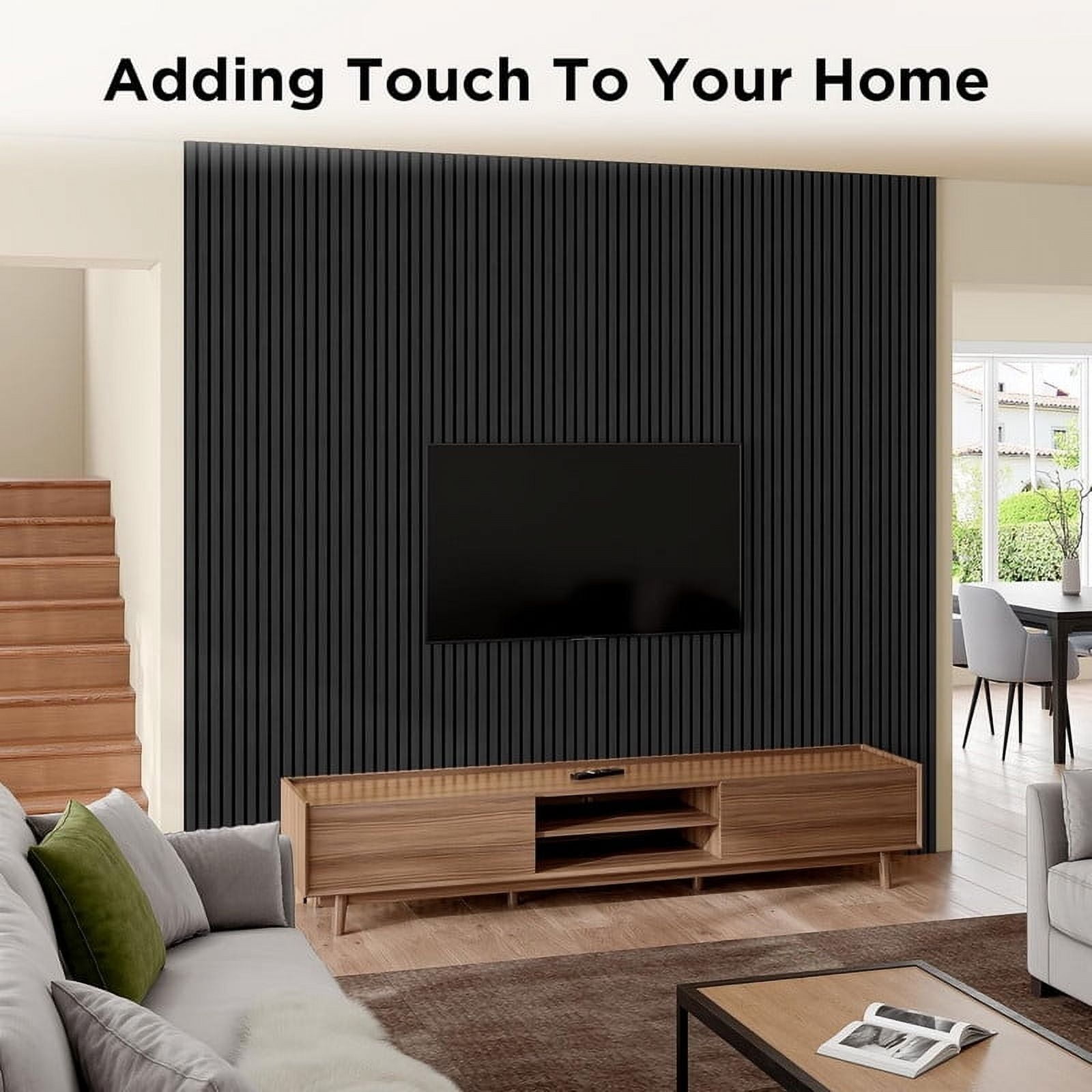 Plank & Hue 4Pcs 94.5"x12.6" Wood Soundproof Wall Panels Wood Slat Acoustic Panels, Black Oak