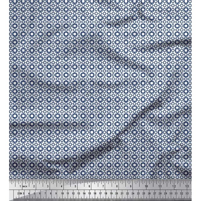 Soimoi Rayon Fabric Geometric Small Printed Fabric 1 Yard 42 Inch Wide