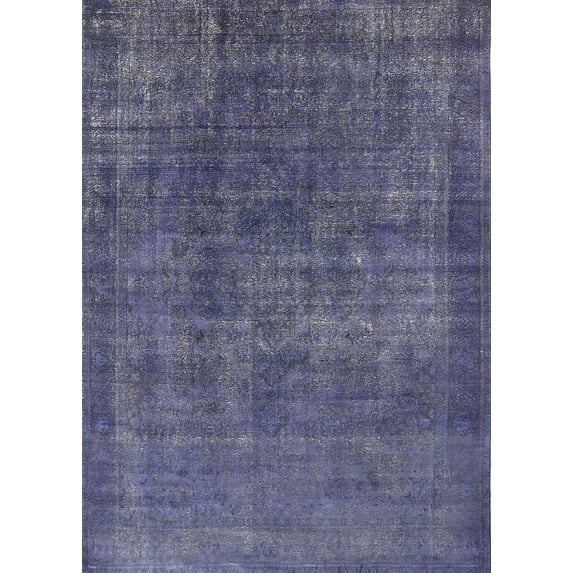 Ahgly Company Indoor Rectangle Mid-Century Modern Slate Blue Grey Oriental Area Rugs, 2' x 5'