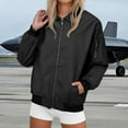 thumbnail image 2 of iHPH7 Baggy Jacket Letterman Jacket Zip Up Jacket Baseball Jacket Workout Jackets for Woman Fall Womens Clothes Womens Bomber Jacket Black L, 2 of 5