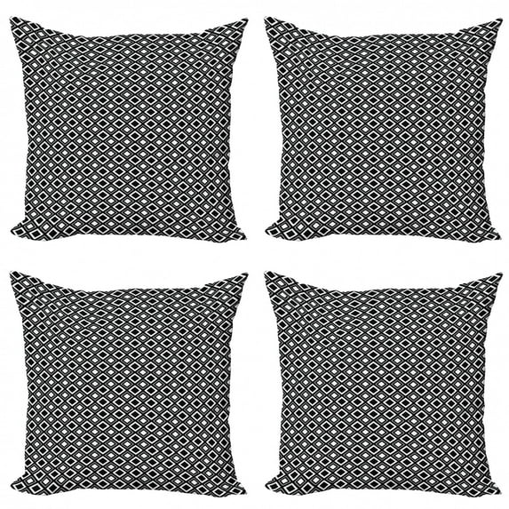 Ambesonne Black and White Throw Pillow Cover 4 Pack, Squares Modern, 20", Black White