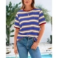 thumbnail image 7 of BTFBM Summer Tops for Women Crewneck Short Sleeve Striped T Shirts Casual Spring Clothes Color Block Basic Tee Blouses, 7 of 7