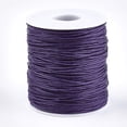 thumbnail image 1 of 1 rollo de 10,93 yardas (10 m) de hilo de algodón encerado de 1 mm para ensartar, ideal para hacer pulseras, collares, bisutería y manualidades. Color morado medio., 1 of 3
