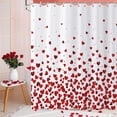 thumbnail image 2 of Valentine''s Day Shower Curtain, Red Falling Heart Love Theme Romantic Bathroom Curtain Waterproof Fabric Machine Washable with Hooks, 72" Wx72 L, 2 of 6
