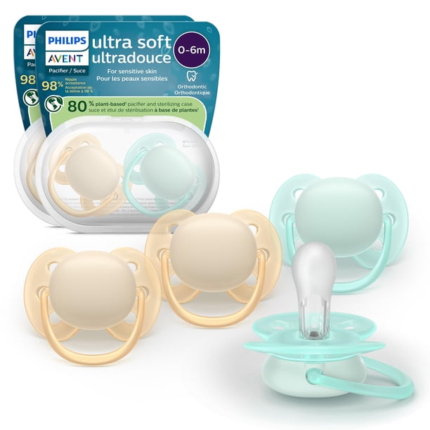 Chupetes Philips Avent Ultra Suaves Ortodónticos 0-6 Meses Paquete de 4