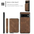 thumbnail image 6 of for Google Pixel 7A Wallet Case, Minimalist Luxury PU Leather Magnetic Detachable Credit Card Holder, 2 in 1 Zipper ID Cash Slot, Magnetic Closure Kickstand Folio Flip Slim Cover,Brown, 6 of 7