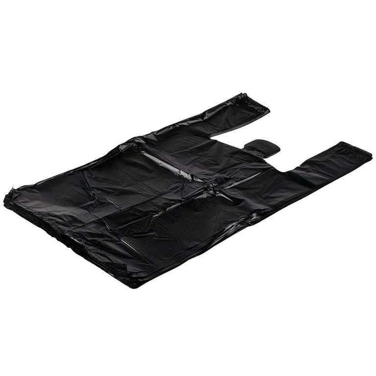 500 Black Plastic Bags 12x7x23 Plain Carry-Out T-Shirt Bags