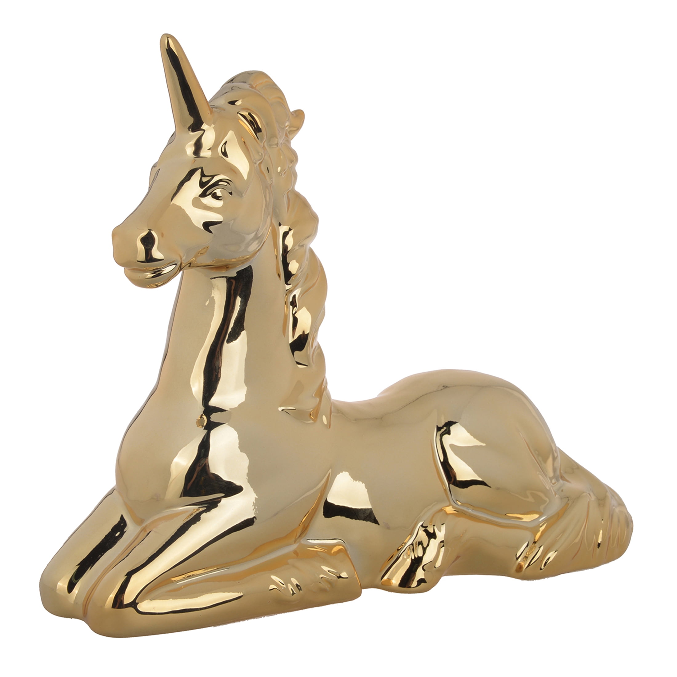JERFIT Gold Ceramic Unicorn Statue, Mystical Figurine for Home Decor, Fantasy Collection Gift Idea