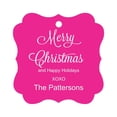 thumbnail image 1 of Darling Souvenir Merry Christmas & Happy Holidays Gift Tags Personalized Family Hang Tags-Magenta-100 Tags, 1 of 1
