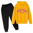 thumbnail image 1 of Kids Letter Printed Hoodie Pullover Set - Long Sleeve - Polyester, Soft Breathable, Autumn/Winter Wear, 3-14 Years Sizes, 1 of 2