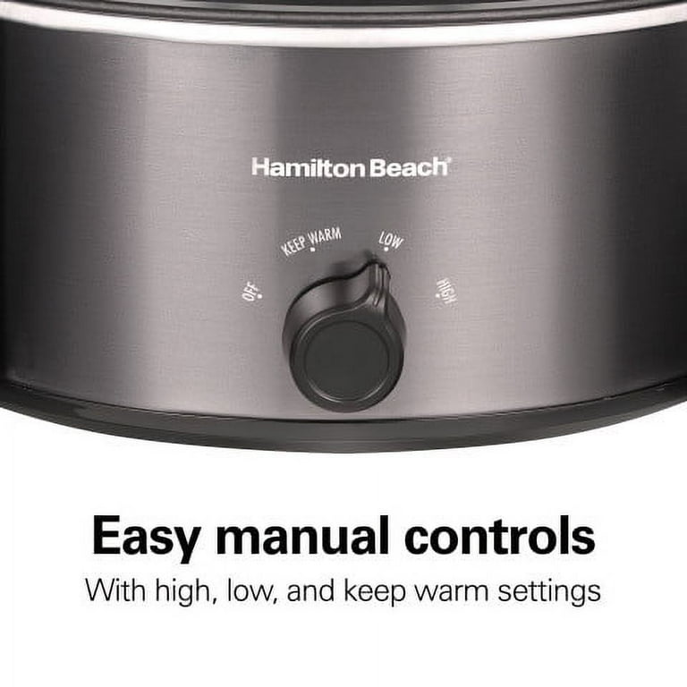 Hamilton Beach Sear & Cook Stock Pot Slow Cooker with Stovetop Safe Crock,  Large 10 Quart Capacity, Programmable, Silver (33196)