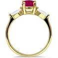 thumbnail image 5 of Three Stone Ring Kite Shape Ruby Cubic Zirconia Yellow Tone 925 Sterling Silver, Size 7, 5 of 7