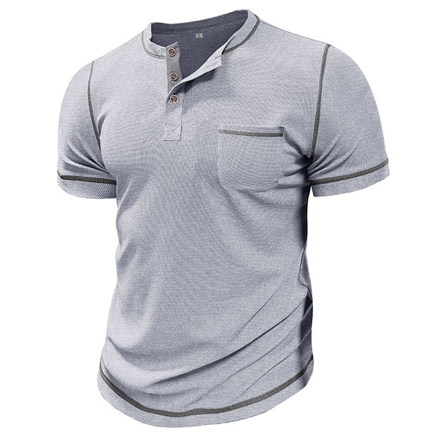 pstuiky camisetas de hombre, Camiseta de manga corta para hombre, estilo informal, lisa, con cuello vuelto, botones y blusa camisetas de hombre xl