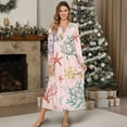 thumbnail image 4 of Tutolipy Starfish Shell Printed Women's Long Sleeve Nightgown V Neck Loungewear Lightweight Sleepwear Breathable Nightshirts for Fall Winter, M, 4 of 7
