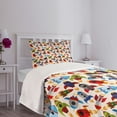 thumbnail image 3 of Ambesonne Space Quilted Bedspread Set 2 Pcs, Cartoon with Spaceships, Twin Size, Multicolor, 3 of 5