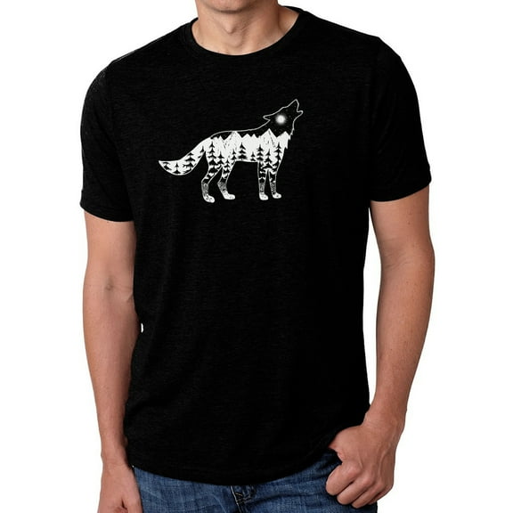 Men's Premium Blend Word Art T-shirt - Howling Wolf