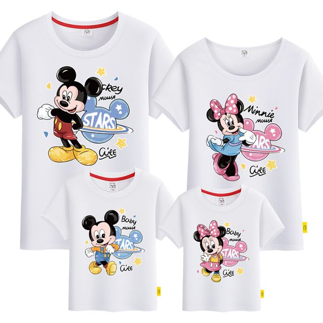 Dibujos animados Mickey Mouse Minne Familia Ropa a juego Papá Mamá Niños Niñas Trajes a juego Niños Adultos Camiseta Camisetas Ropa de verano Mamá (S) Gao Jinjia LED