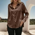 thumbnail image 2 of Satin Blouses for Women Casual Long Sleeve Button Down Silk Shirts Dressy Business Work Tunic Top, 2 of 5