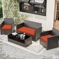 thumbnail image 5 of Snubbull 3 Pack Outdoor Replacement Cushions for 4-Seater Wicker Rattan Loveseat Sofa Chair Patio Furniture, 36 x 18 x 3,18 x 18 x 3, Orange, 5 of 7
