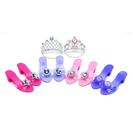 What Girls Want Pretend Play Dress Up Kit - 4 Shoes and 2 Tiaras (Best Kobe Shoes To Play In)