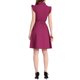 thumbnail image 3 of Vestido de camisa para mujer Inspire Chic con mangas cortas, cuello de punta, cinturón en la cintura, botones, vestido medio, talla S, fucsia, 3 of 6