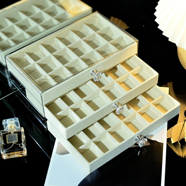 Caja de almacenamiento de anillos y pulseras transparente caja de franela para guardar joyas collares pulseras pendientes caja de joyeria Walmart en linea