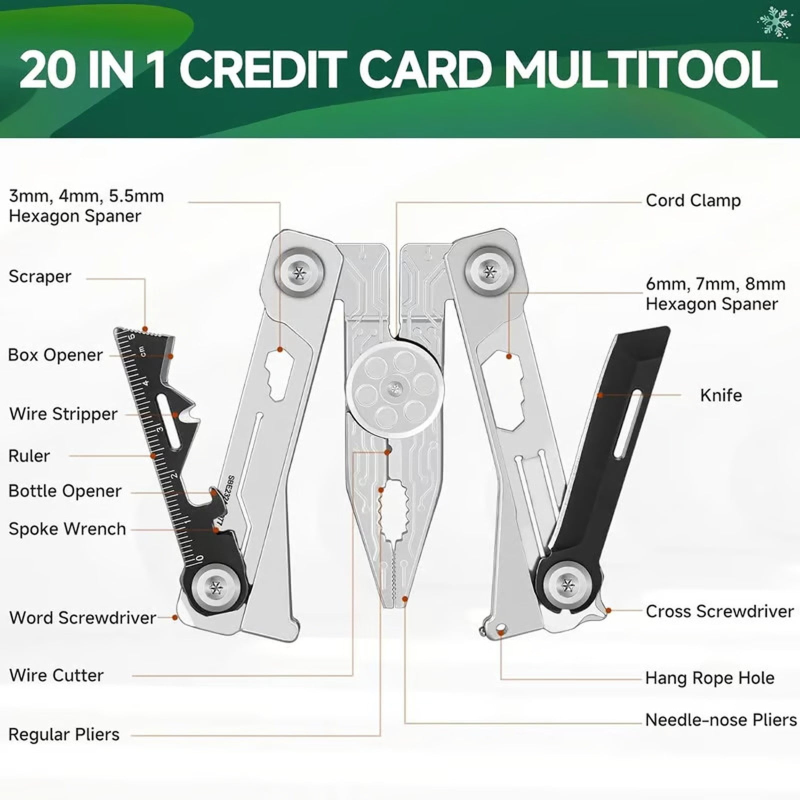 Multifunctional Foldable 14-in-1 Portable Tool Set – 14-in-1 Pliers Multi-Tool for Home Repair, Outdoor Camping & Emergency, Compact 3.35” Folded Size, Durable Metal Construction