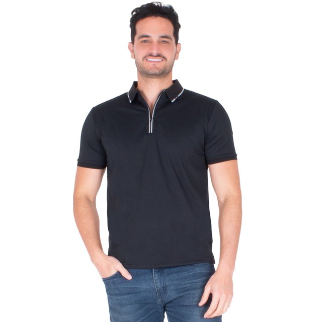 Generra | Playera Tipo Polo con Ribete para Hombre 518740 Negro