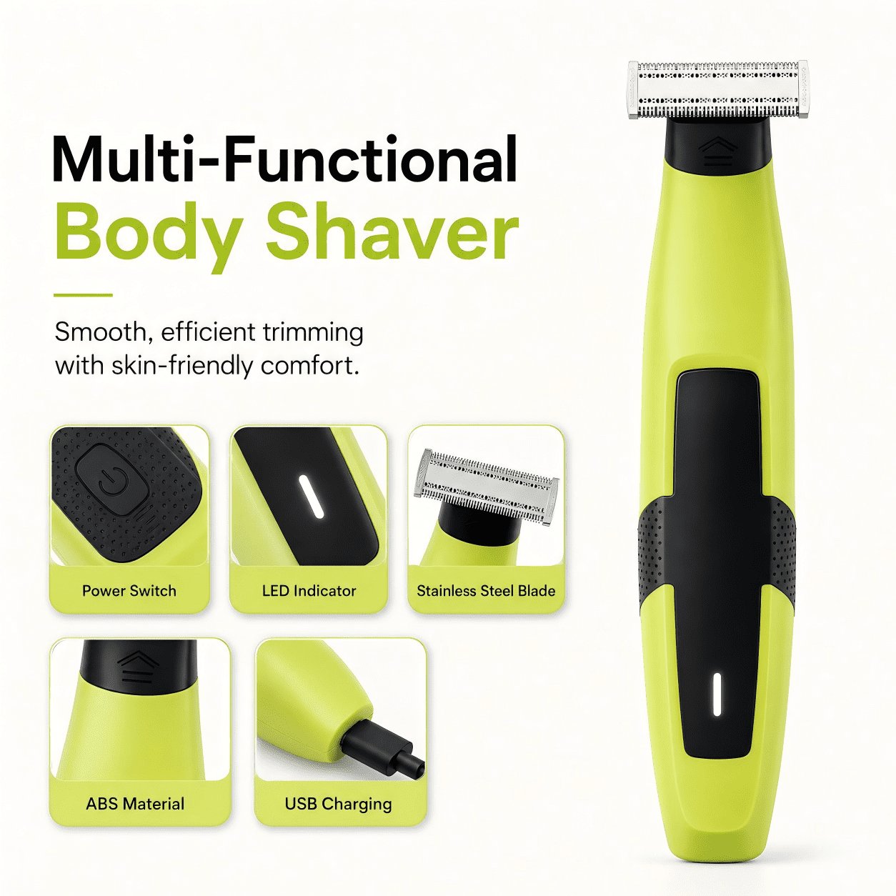 Body Shaver for Women and Men, Waterproof Pubic Hair Trimmer & Bikini Groomer, Wet Dry Electric Body Hair Trimmer with Floating Head for Groin, Armpit, Legs and Full Body