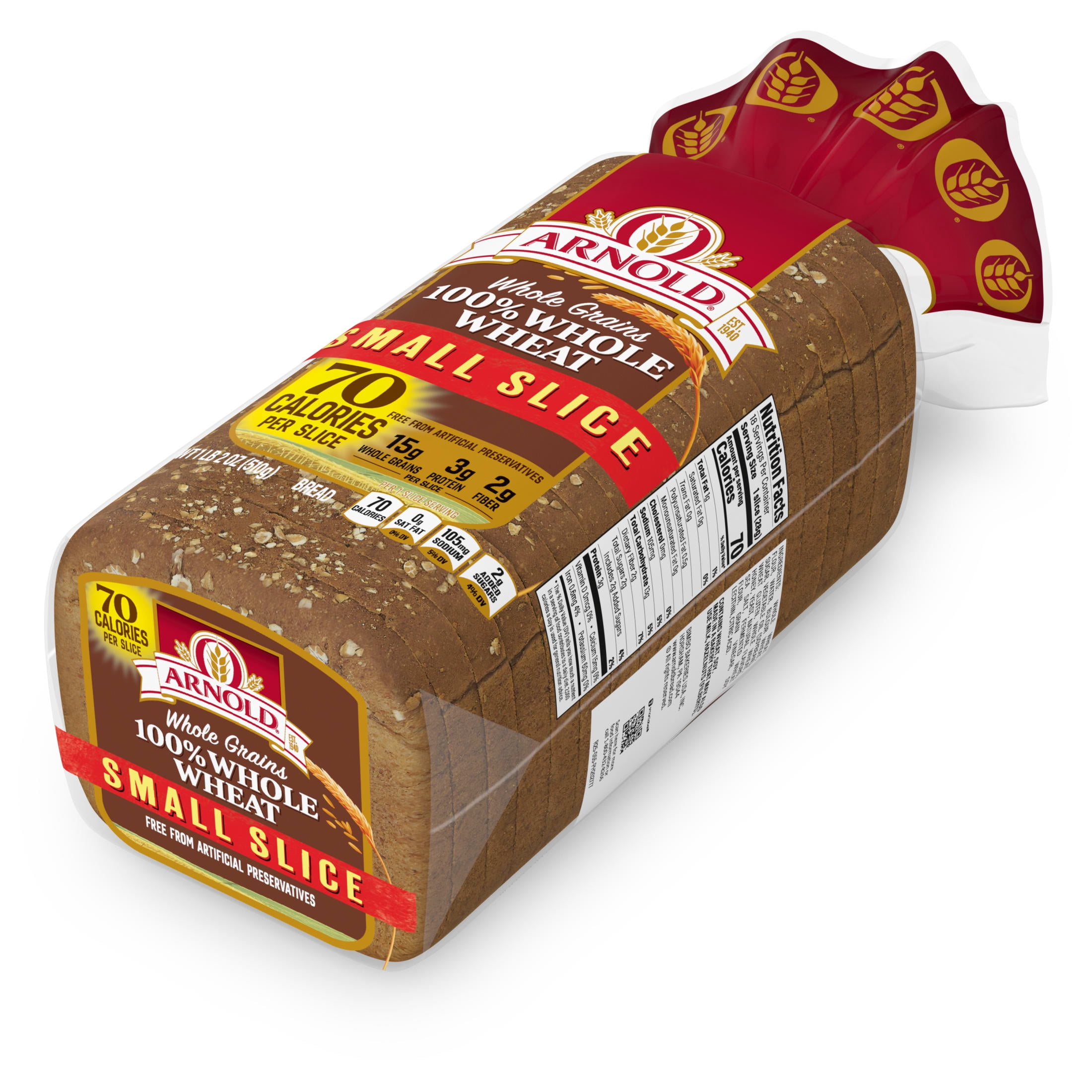 Arnold Small Slice Whole Wheat Bread, 18 oz