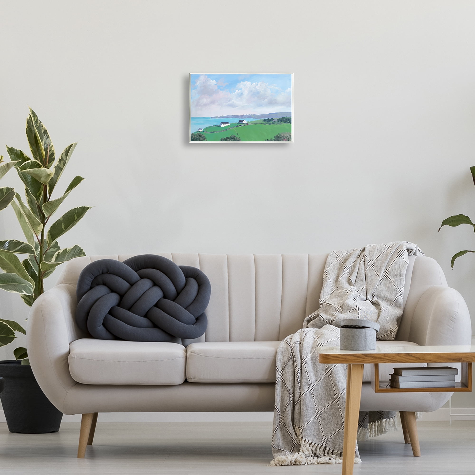 Stupell Industries Coastal Farm Houses Landscape Painting Unframed Art Print Wall Art, 15 x 10