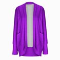 thumbnail image 4 of Penkiiy Women's Lightweight Cardigan Casual Soft Long Sleeve Floral Knit Cardigans with Pockets High Low Hem Draped Duster Purple for L, 4 of 5