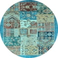 thumbnail image 1 of Ahgly Company Indoor Round Abstract Light Blue Modern Area Rugs, 6' Round, 1 of 4